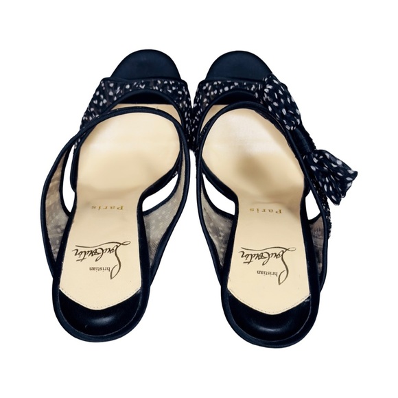 Christian Louboutin Miss Chief Mules Black/White Polkadot Crepe Satin/Chiffon 39 - Picture 8 of 12